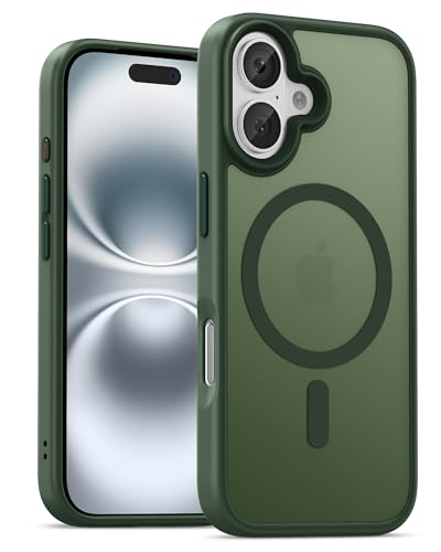 UNBREAKcable Custodia Magnetica per iPhone 16 da 6,1 Pollici, Compatibile con MagSafe, Protezione Completa della Fotocamera, Custodia Sottile Antiurto e Anticaduta per Telefono - Verde Scuro