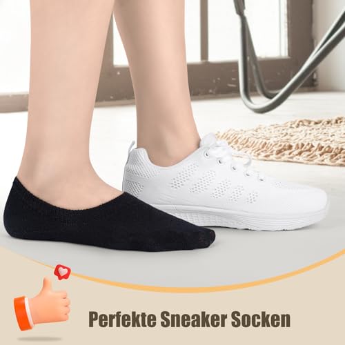 Falechay Sneaker Socken Damen Füsslinge Herren Sneakersocken 8 Paar Unsichtbare Ballarinas Socken Frauen schwarz weiß 39-42