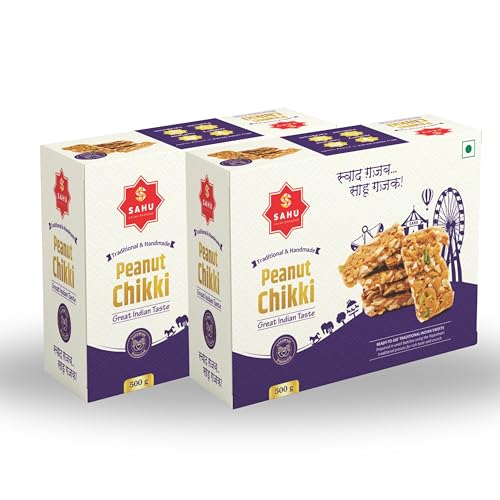 Image of SAHU GAJAK BHANDAR Roasted Peanut Chikki 1200 g| Pack of 2