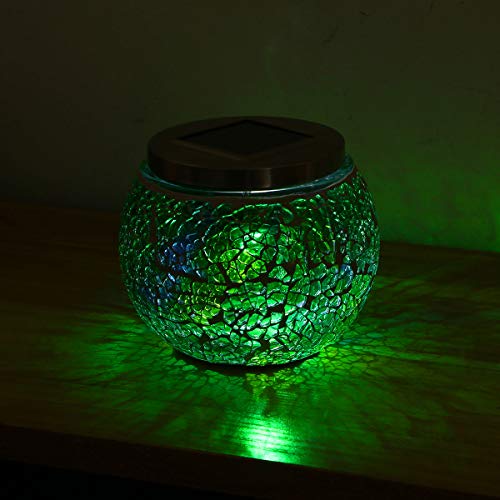 OSALADI Lampe solaire en verre pour décoration de pot en mosaïque en verre pour extérieur (vert)
