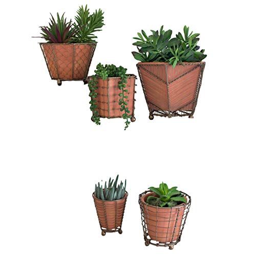 MY SWANKY HOME Rustic Terra Cotta Set Five Assorted Flower...