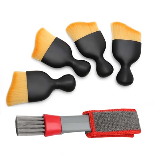 Brocha Limpieza Coche 5 Piezas, Cepillo Suave para Limpieza Interior de Coche, Cepillo de Limpieza de Polvo para Salpicadero Auto Detailing Brush Set para Dentro y Fuera del Coche