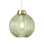 Litecraft Clara Light Shade Glass Ribbed Easy Fit Lampshade (Green Tint)