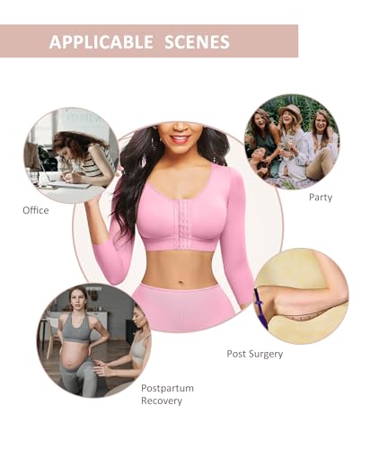 FeelinGirl Post Surgery Compression Bra Front Closure Breast Shaper for Women Posture Corrector Tops with Breast Support Band