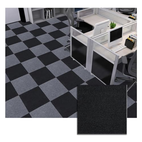 Antideslizante Losetas de Alfombra 30x30CM para Salon Pasillo Habitación Dormitorio Moqueta para el Suelo Lavable Baldosas de Moqueta para Casa Oficina,Negro,8 Piezas