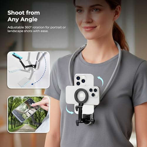 Image of Digitek (DNM 050) Silicon U-Shaped Neck Magnetic Mount for Phones & Action Cameras, Magnetic Grip, 360 Rotation, Horizontal /Vertical Shooting, MagSafe & Non-MagSafe Compatible, for Outdoor Vlogging