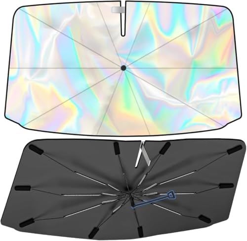 Parasol para coche, 140 x 80 cm, con mango de protección contra arañazos de 360°, protección UV, parasol para parabrisas de coche, para la mayoría de los coches SUV