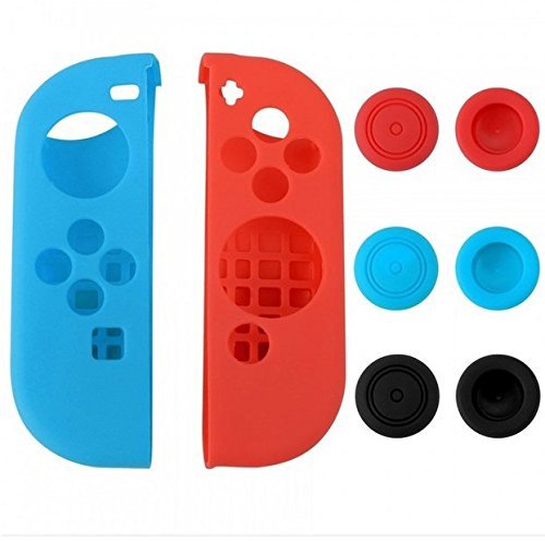Coque de protection 8 en 1 en silicone souple avec joysticks pour manette de commutateur