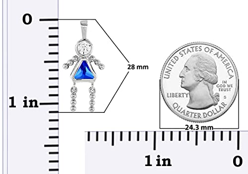 CloseoutWarehouse Triangle Cubic Zirconia Birthstone Girl Charm Rhodium Plated Sterling Silver3