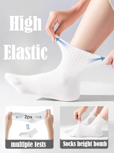 10-Pair Pack Athletic Crew Socks for Men, Soft and Breathable Mid-calf Socks Men (White 6000)3