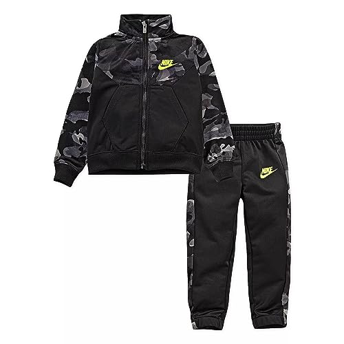 Nike Little Boys Therma Dri-Fit Tracksuit And Pants 2 Piece Set (Black(86F279-023)/Volt, 7 Years)