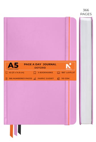 Image of NEORAH -A5 DOTTED | 368 Pages - 110 Gsm |PAGE A DAY JOURNAL (21x14.8 cm)-Hardcover Dot Grid Notebook |Back Pocket |3 Silk Book Mark - Completely HANDMADE for Journaling,writing- LAVENDER