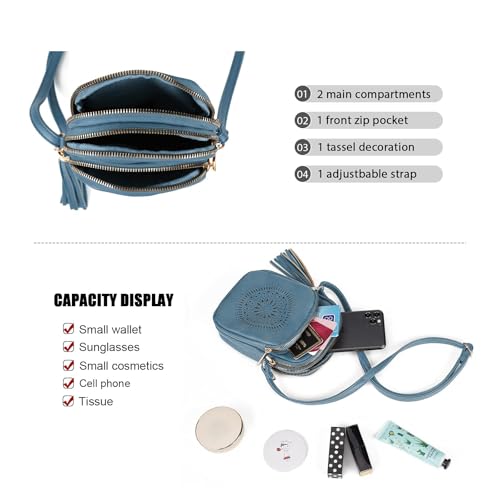 Image of AFKOMST Small Crossbody Phone Purse for Women, Triple-Zip Compartments
