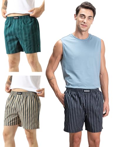 Image of DAMENSCH Regular Fit Solid 100% Soft & Durable Cotton Boxer Shorts Dual Pockets Anti-Bacterial Moisture Wicking Microfibre Waistband Ultra-Light Boxers for Men