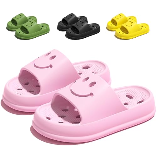 Kids Smile Shower Shoes with Holes, Quick Drying Boys Girls Bath Slippers, Summer Cloud Smile Slides Beach Pool Women Men Indoor House Sandals