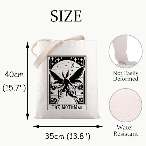 Bolso tote de lona con diseño Mothman, tarot y criptozoología, regalo para fans de criptidos y monstruos miniatura 4