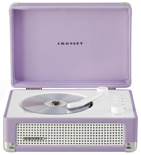 Image of Crosley CR3505A-LN Cruiser Retro Portable CD Player with Stereo Bluetooth Speakers and FM Radio, Lavender