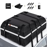 Kingfun Rooftop Cargo Carrier - Waterproof 20 Cubic Feet Car Roof Bag for All Vechicles with/Without Racks, Includes Anti-Slip Mat, 8 Reinforced Straps, 6 Door Hooks, Luggage Lock (Black)