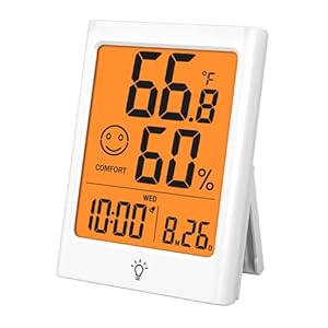 Digital Indoor Thermometer for Room, Smart Temperature Humidity Monitor with Backlight, Comfort Indicator, Max/Min Record, Time, Calendar, Alarm, °c/°f Switch for Bedroom, School