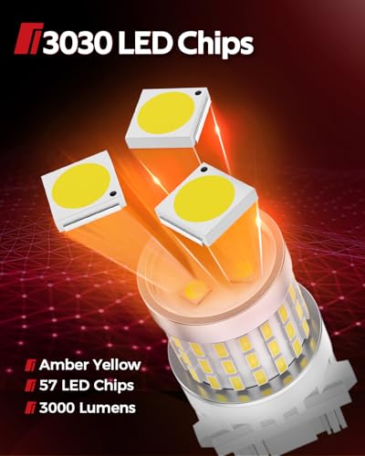 Image of Torchbeam Upgraded 3157 LED Reverse Light Bulbs 6000K White - Super Bright 3000LM Backup Brake Tail Lights, 3156 4157 3057 3457 4114 Replacement Bulbs with HD Projector, DRL Parking Lights (2 Pcs)