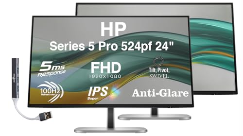 HP Series 5 Pro 524pf 24" FHD IPS Monitor 100 Hz, 350 Nits, 5ms - 2 Pack