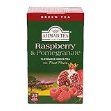 Ahmad Tea Raspberry & Pomegranate Grüner Tee mit Himbeer- und Granatapfel-Geschmack 20 Teebeutel mit Band/Tagged, 40 g