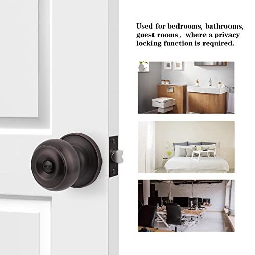 Probrico Privacy Bed And Bath Handle Leverset Oil Rubbed Bronze Door Knobs Keyless Handle Lockset 3 Pack #TOP2