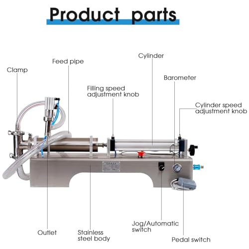 Pneumatic Liquid Quantitative Filling Machine, Semi-Automatic Liquid Filling Machine, Commercial and Home Use Suitable for Beverages, Water, Juice, Milk, Wine