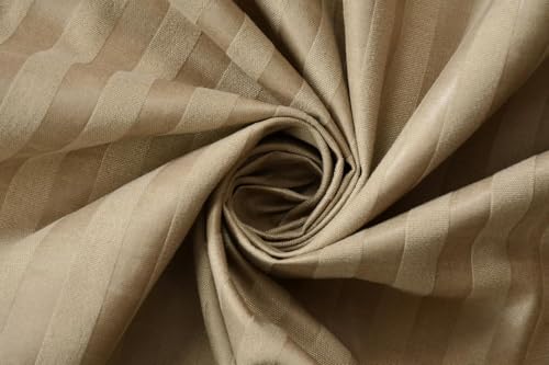Image of Blue Strip Polycotton Bedsheet, Single 60x90 (Khaki) | Hotel Quality | Soft, Breathable & Colourfast | Wrinkle Resistant | Machine Washable | Pillow Covers Included