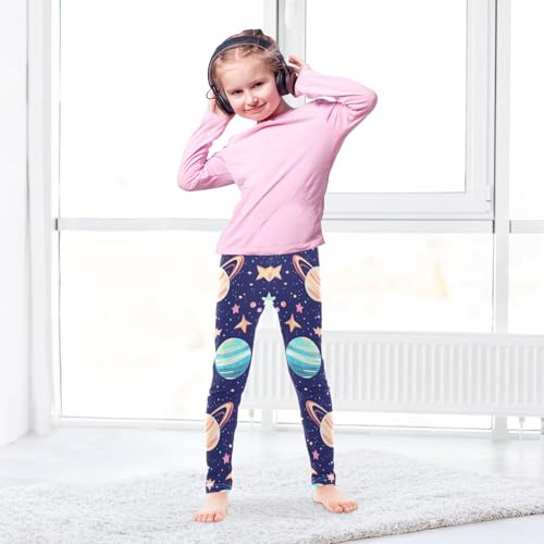 Cartoon Planets Space Girls Leggings Soft Stretch Workout Yoga Dance Pants for Kids Casual Tights4