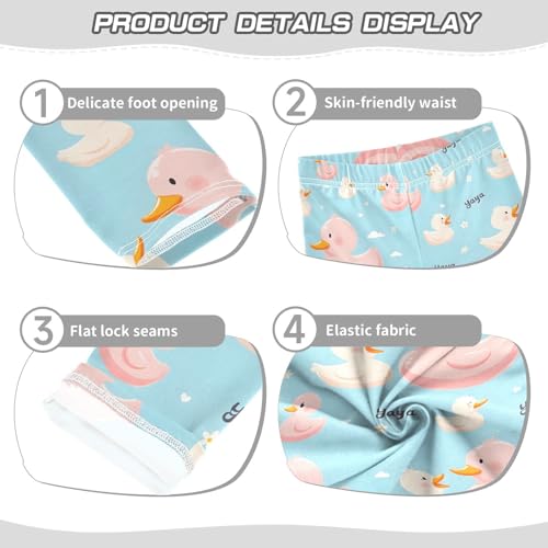 Cure Duck Floral Girls Leggings Soft Stretch Workout Yoga Dance Pants for Kids Casual Tights3