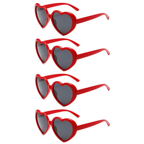 Heart Shaped Sunglasses, Bachelorette Party Cool Sunglasses 4 Pack, Colorful Plastic Funky Sunglasses Party Favors