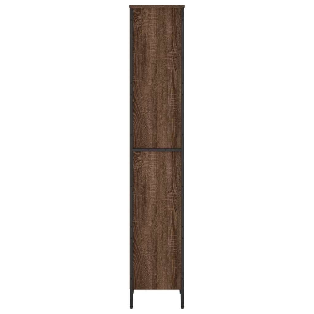 Scaffale marrone effetto rovere, 50 x 31 x 169 cm, con 5 scomparti | Libreria sottile con 5 scomparti aperti e robusti piedini in metallo per soggiorno e ufficio.