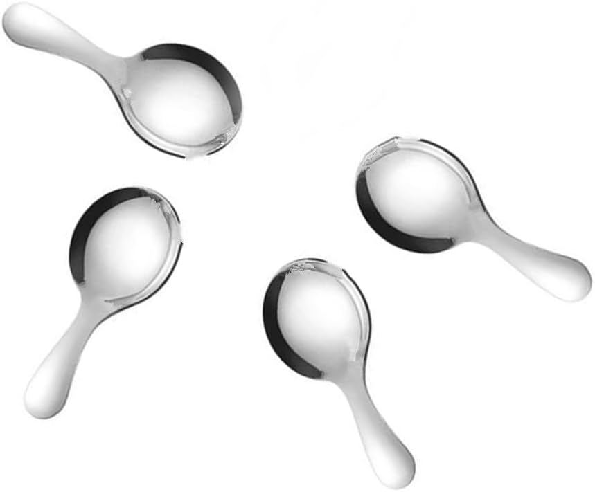 4pcs 304 Stainless Steel Spoon, Short Handle Spoon, Cute