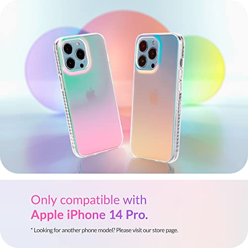 LONLI Hue - for iPhone 14 Pro Case - Fluorescent Coloful Holographic Iridescent Phone Case - [360° Shock-Absorbent Bumper] - Cute, Unique and Aesthetic Phone Cover for Women and Girls