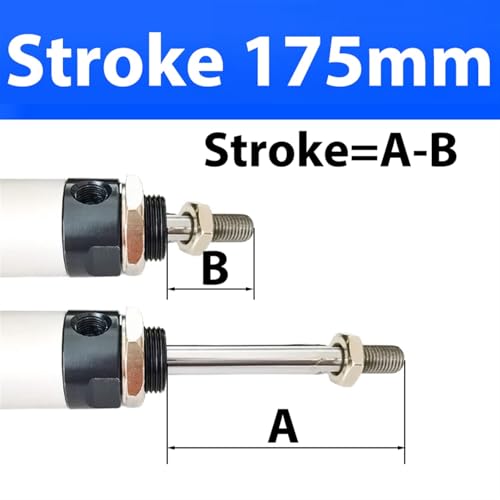 Cilindro neumático MAL32 de doble efecto con carrera de 175 mm en aleación de aluminio 3
