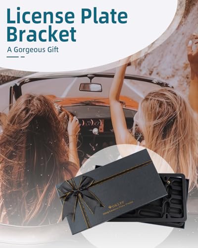 OKLPF No Drill Front License Plate Bracket- Front License Plate Mounting Kit,Universal Bumper Car Tag Frame Mount Adapter with Stainless Steel Screw Cap