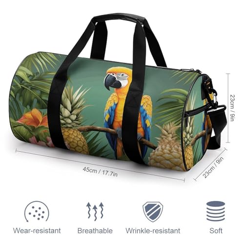 Travel Gym Duffle Bag, Summer Parrot Pineapple Bird Print Duffle Bags,womens Mens Gym Bag,gym Bags,gym Bag with Shoe Compartment2