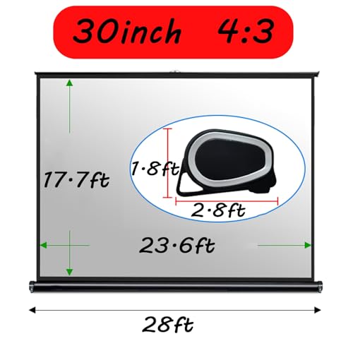 Pantalla de proyección portátil de 30 pulgadas, interior y exterior, manual, sin arrugas, plegable, tela de poliéster, formato 16:9 HD con funda de transporte (30in/4:3) miniatura 7
