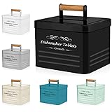 ELITAPRO Dishwasher Tablets Container Modern Farmhouse Dishwasher Pods Holder Metal Box Dispenser with Lid Kitchen Decor