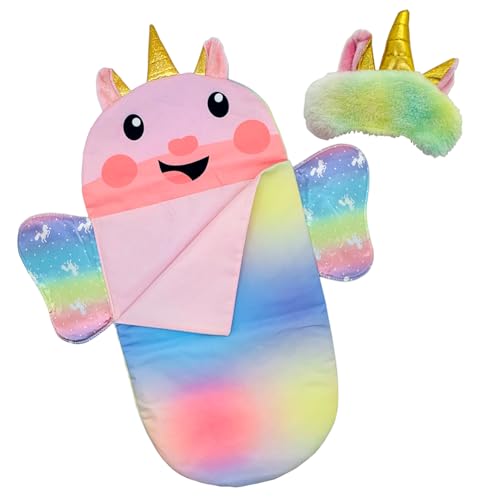Baby Doll Sleeping Bag Toy Playset Rainbow Unicorn Doll Bedding Slumber Bed Accessories with Eye Mask Doll Unicorn Style Sleeping Bag (for 18 inch Doll)