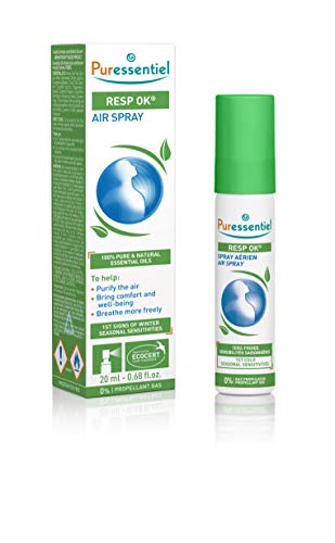 Puressentiel Resp OK Air Spray 20 ml – Soothe The Airways – Winter Ailments, Blocked or Runny Nose, Sneezing – Pure Natural Essential Oils – Aromatherapy Aerial Spray for Seasonal Sensitivities