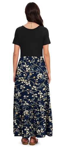 Image of VIISHOW Women's Short Sleeve Maxi Dress 2026 Summer V Neck Knit Loose Plain Empire Waist Casual Dresses with Pockets