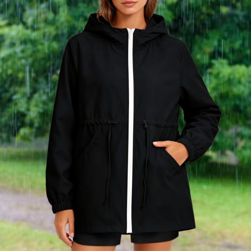 Women's Rain Jacket Outdoor Windbreaker Rain Coat Hooded Hiking Jacket - image 3
