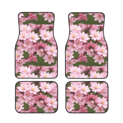 Alfombrillas antideslizantes para coche juego de 4 alfombras de neopreno con flores rosas