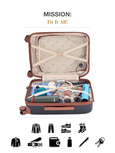 Image of FUR JADEN The Wayfarer 55cm Cabin TechPro Polycarbonate Suitcase I USB-C Charging Port I Laptop Compartment I 8 Silent Shock Absorbing Wheel I TSA Lock I Aviation Grade Trolley (Stark Black, TechPro)