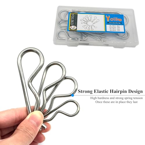 Image of 12Pcs Stainless Steel Heavy Duty Hitch Pins Clips R Clips Spring Retaining Wire Hair Pins Cotter Pin Strong Spring R Clip for Trailer Tractor Mower Carts Truck Clip 4Sizes M3x60 M3.5x75 M4x85 M5x100