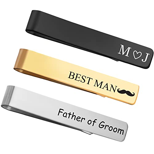Personalized Tie Clip, Custom Engraved Tie Bar Stainless Steel for Men, Gift for Dad Wedding Groomsmen Him