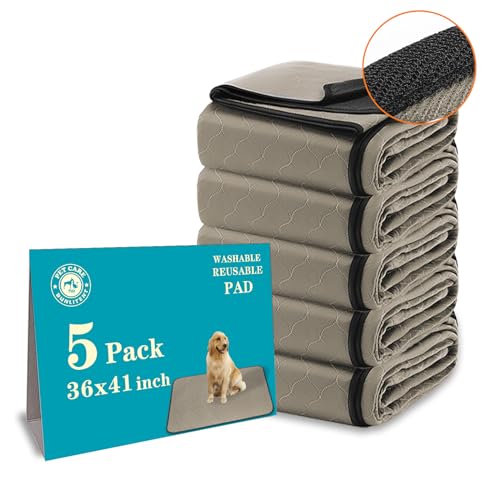 Image of Bunlitent Washable Pee Pads for Dogs 36 inch x 41 inch, 5 Pack, Reusable Puppy Pads, Dog Training Pads with Quick Dry, Large Anti-Slip Whelping Pad for Pet, Playpen, Incontinence, Housebreaking