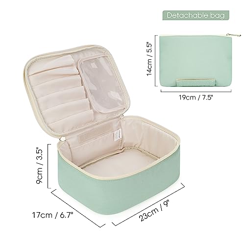 Image of Travel Makeup Bag Large Cosmetic Bag Make up Case Organizer for Women and Girls, Spring Green, Cosmetic Bag